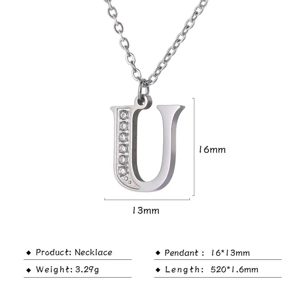 Collar de acero inoxidable con letras para mujer