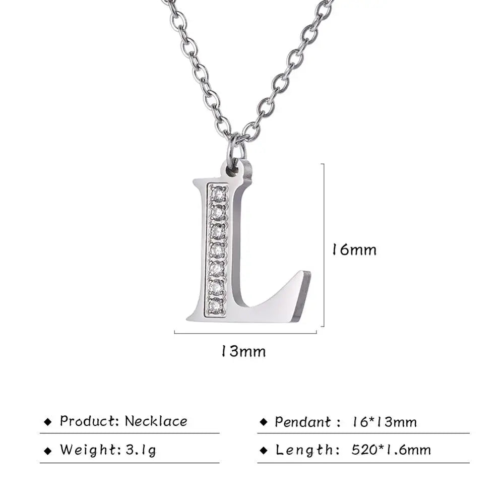 Collar de acero inoxidable con letras para mujer