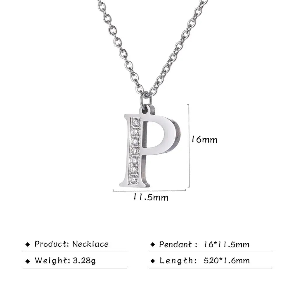 Collar de acero inoxidable con letras para mujer