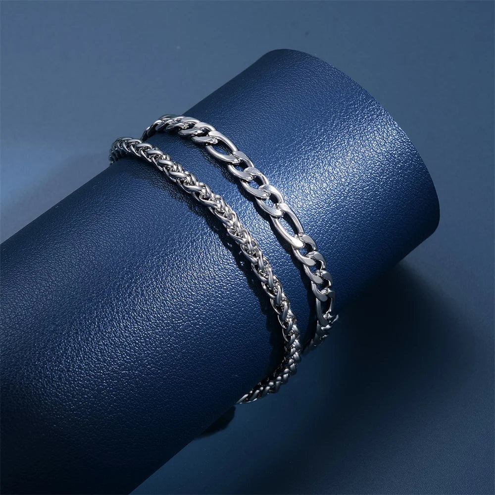 2 stainless steel bracelets for men