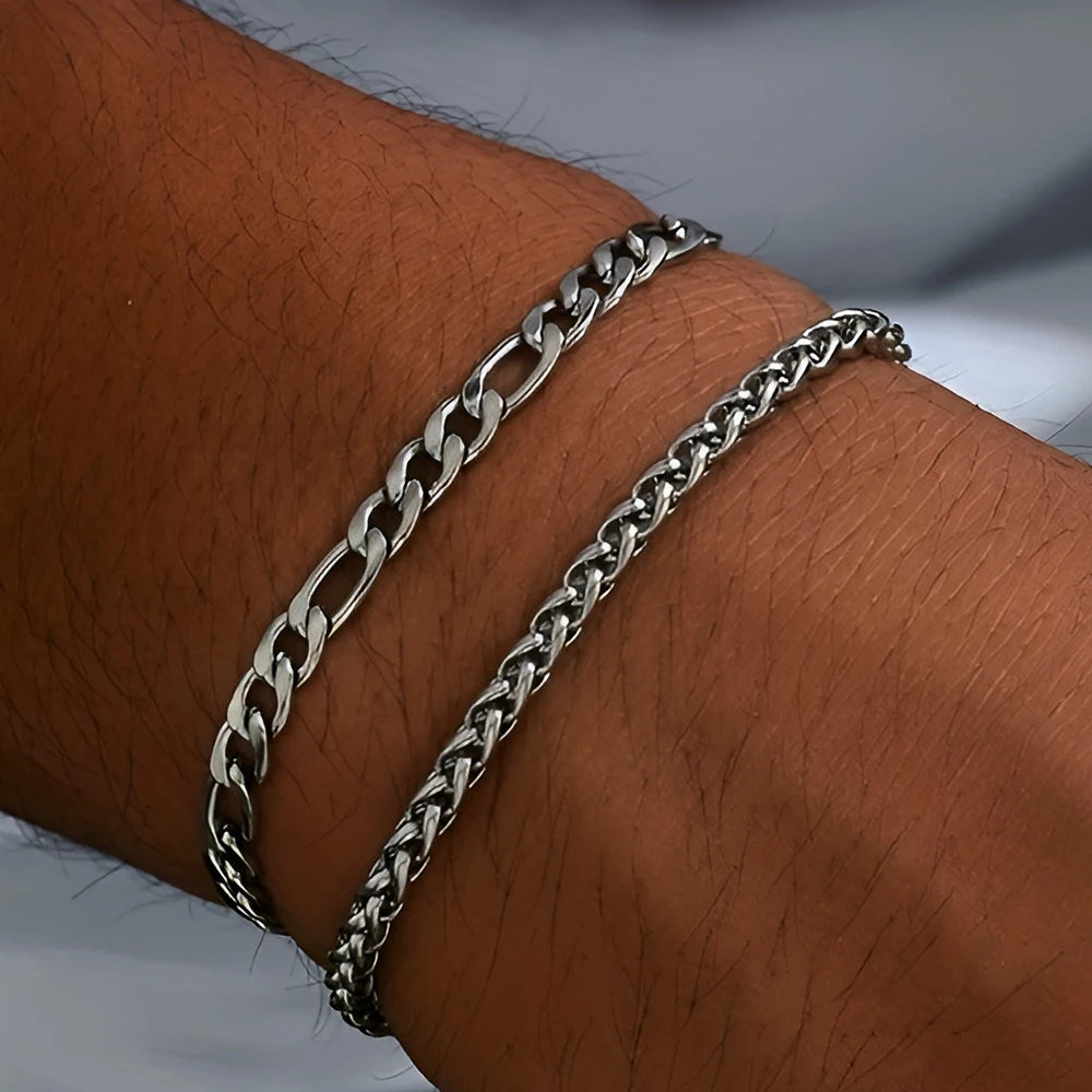 2 stainless steel bracelets for men