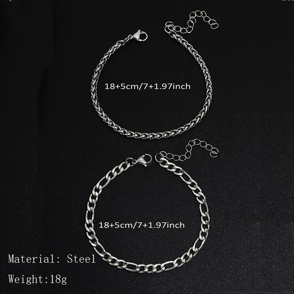 2 stainless steel bracelets for men