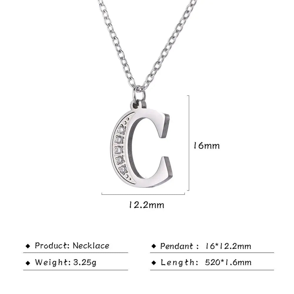 Collar de acero inoxidable con letras para mujer