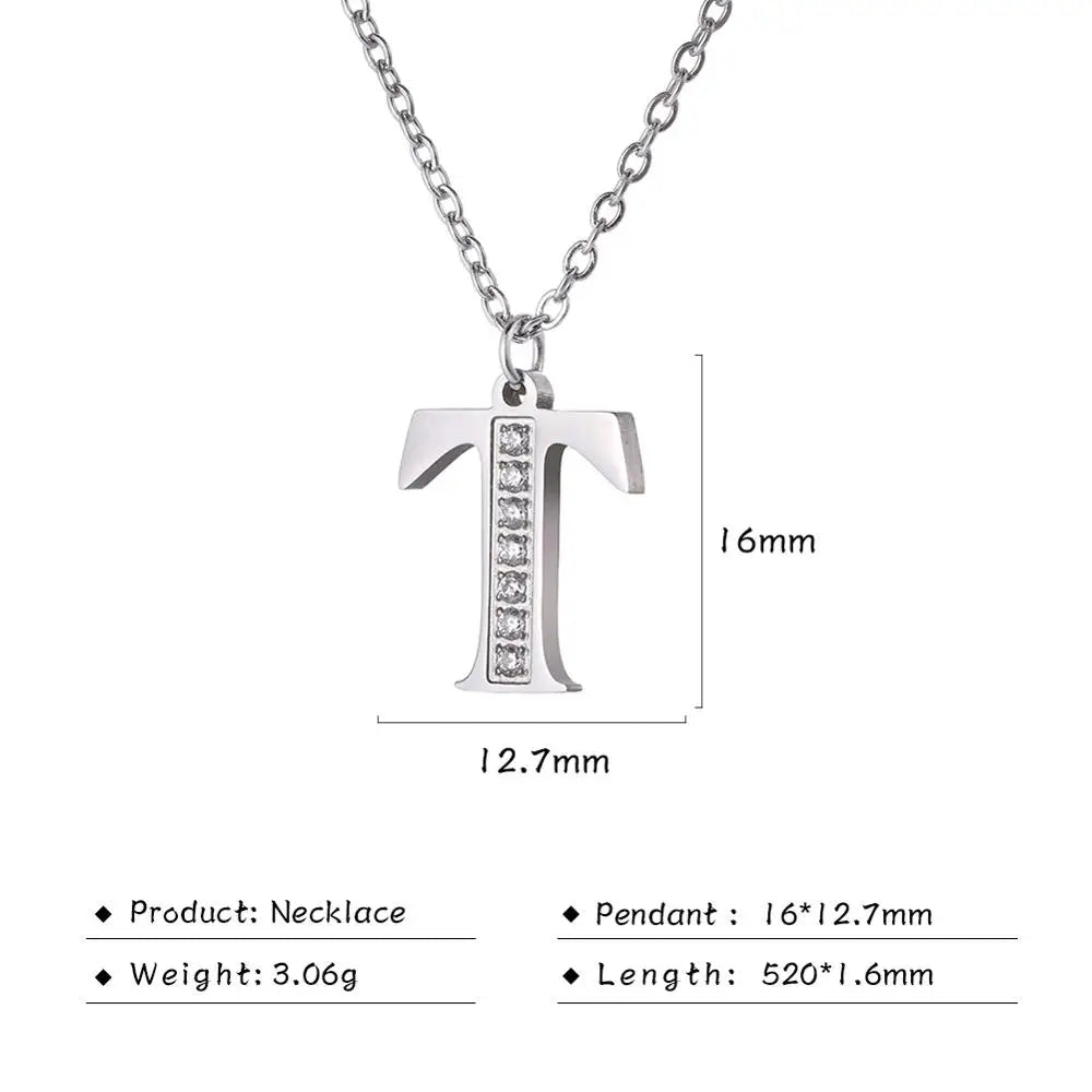 Collar de acero inoxidable con letras para mujer